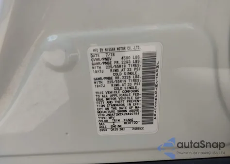 2018 Nissan Rogue Sl из США, поврежденный, VIN JN8AT2MTXJW490784